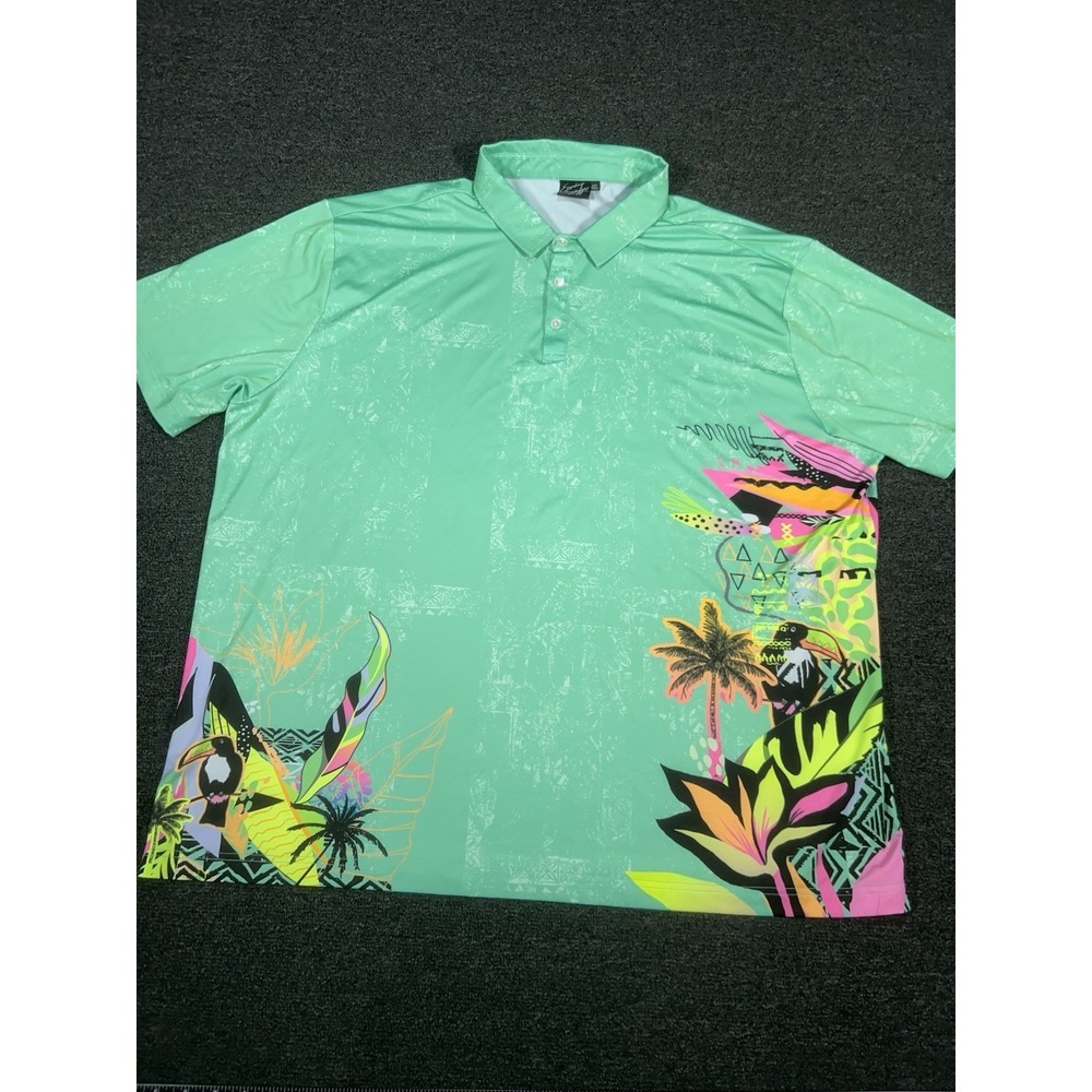 Sunday Swagger Polo Shirt Men 4XL Golf Performance Floral Palm Trees - Lot Of 2 - Picture 2 of 15